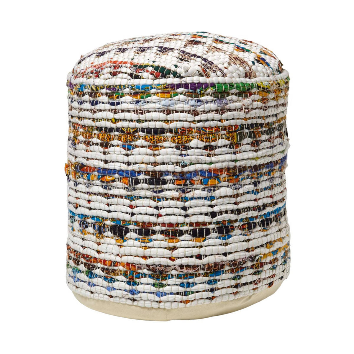 SITZPOUF rund, creme-bunt gemustert 40/40/45 cm - Multicolor, Textil (45/40/45cm) - Homescapes