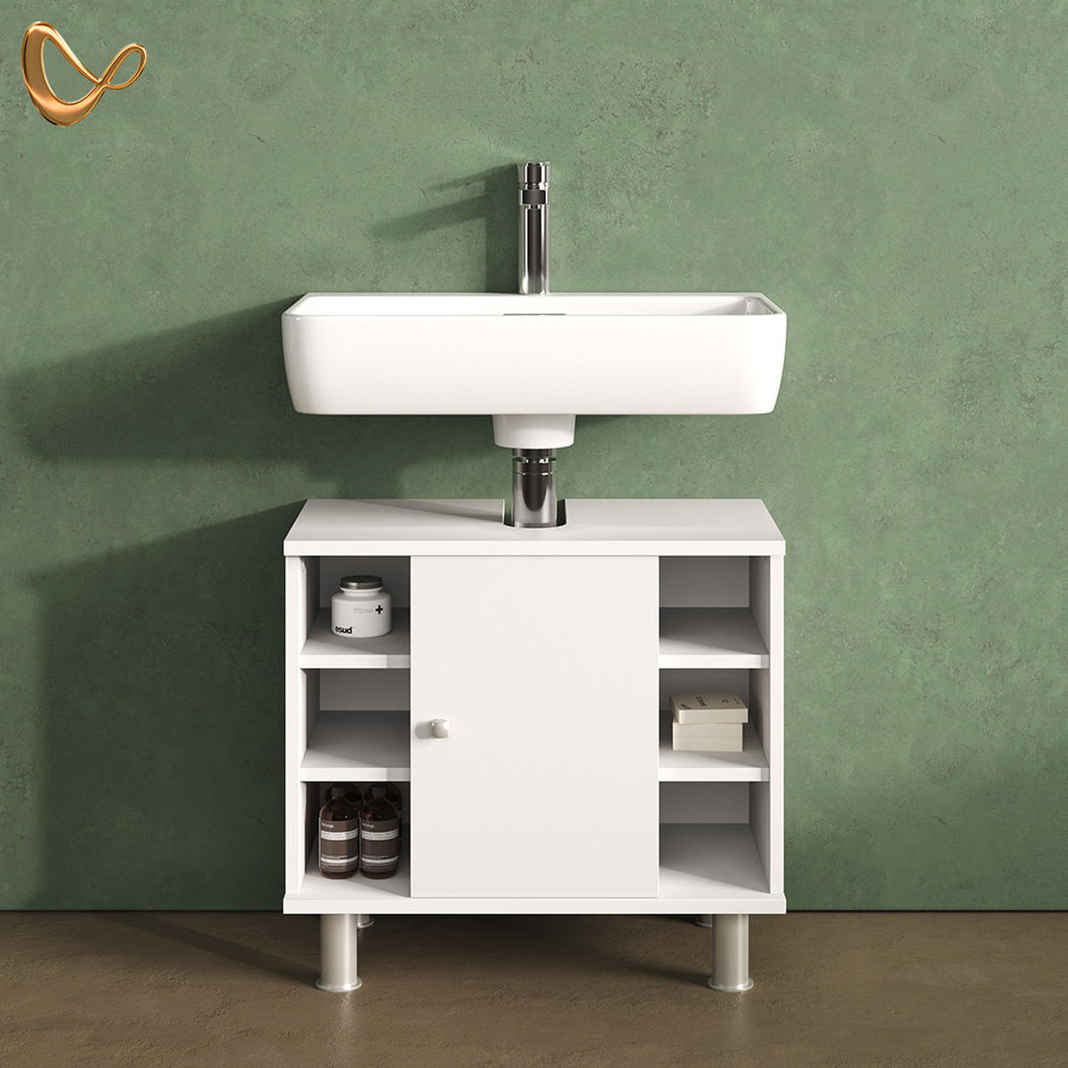 WASCHBECKENUNTERSCHRANK Fucino Weiß 60 x 54 cm - Weiß, Holzwerkstoff (60/54/32cm) - Livinity®