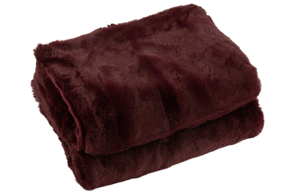 PLAID CUTIE - Plüsch - Dunkelrot - 180/130/3 cm - Dunkelrot, Textil (130/180cm) - J-Line
