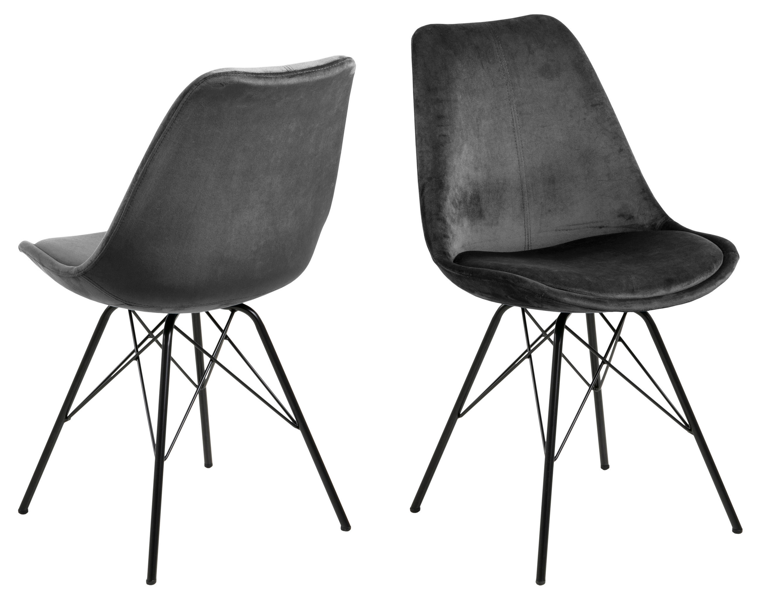 STUHL 2er-Set dunkelgrau, schwarz - Grau, Holzwerkstoff (48/86/54cm) - ebuy24