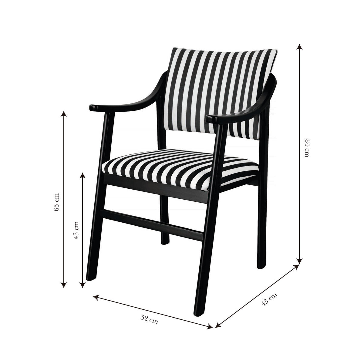 ARMLEHNSTUHL Buchenholz ETIENNE - Schwarz, Holz (43/84/52cm) - RNT By Really Nice Things