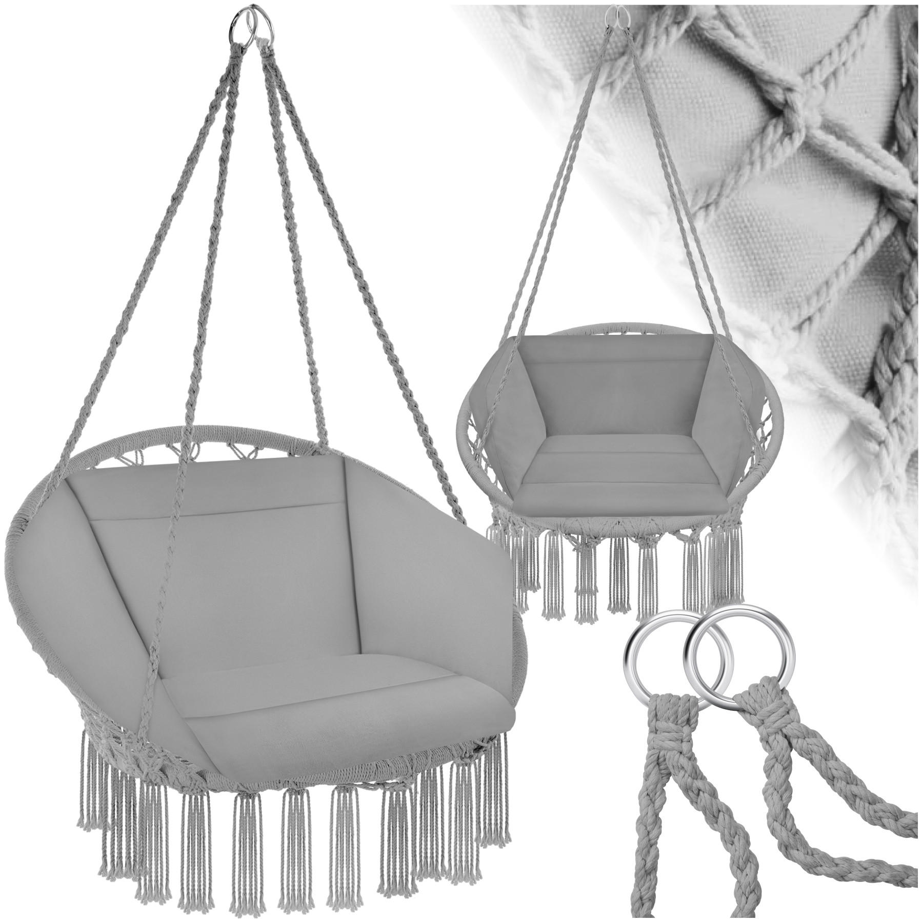 HÄNGESESSEL Grazia,80 x 72 x 125 cm,grau - Grau, Kunststoff/Metall (80/125/72cm) - tectake
