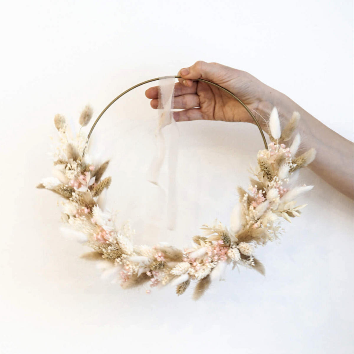 TROCKENBLUMEN kranz Blützenzart in beige klein - Beige, Naturmaterialien (4cm) - Lykke & You