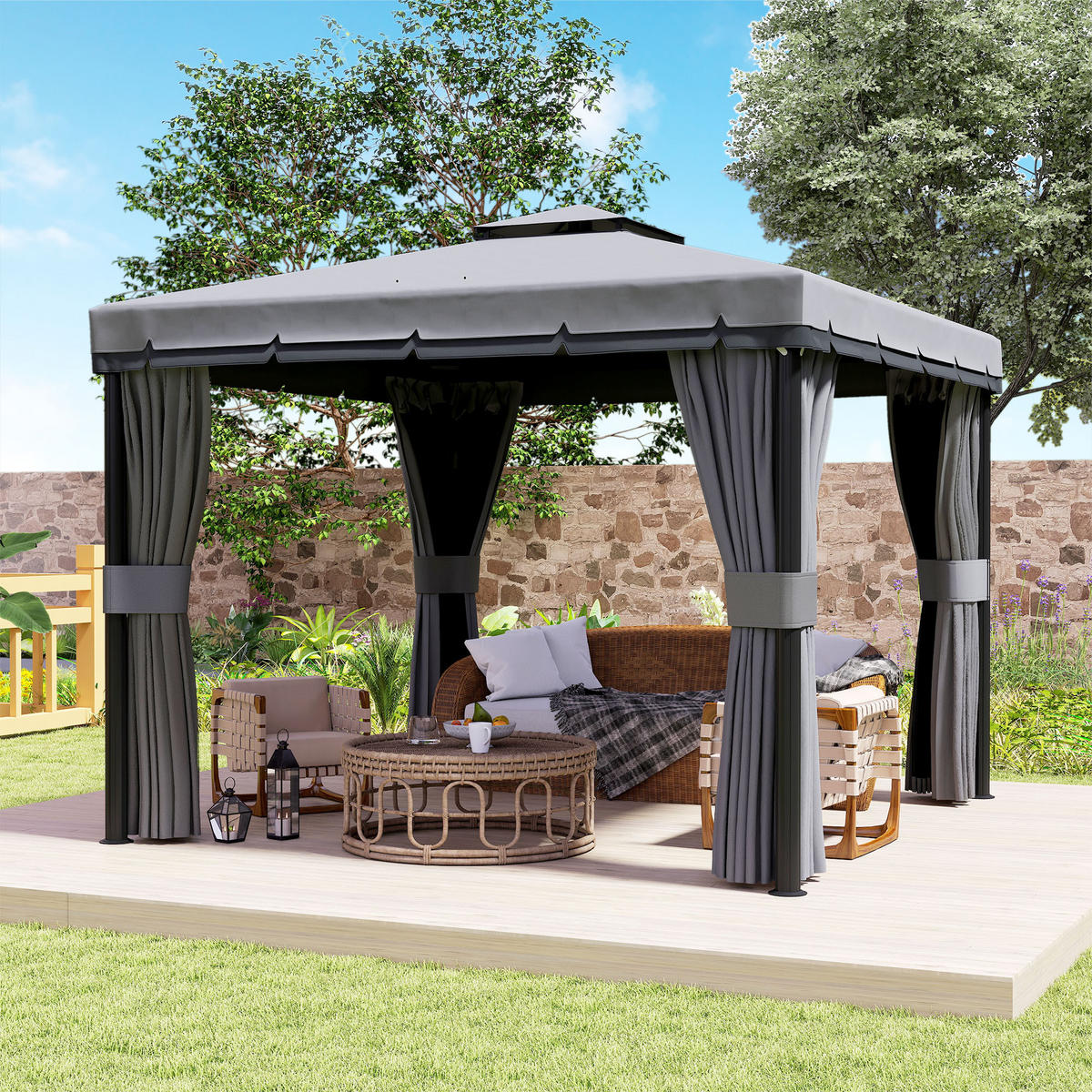PAVILLON Metall Dunkelgrau - Dunkelgrau, Metall (296/265/296cm) - Outsunny