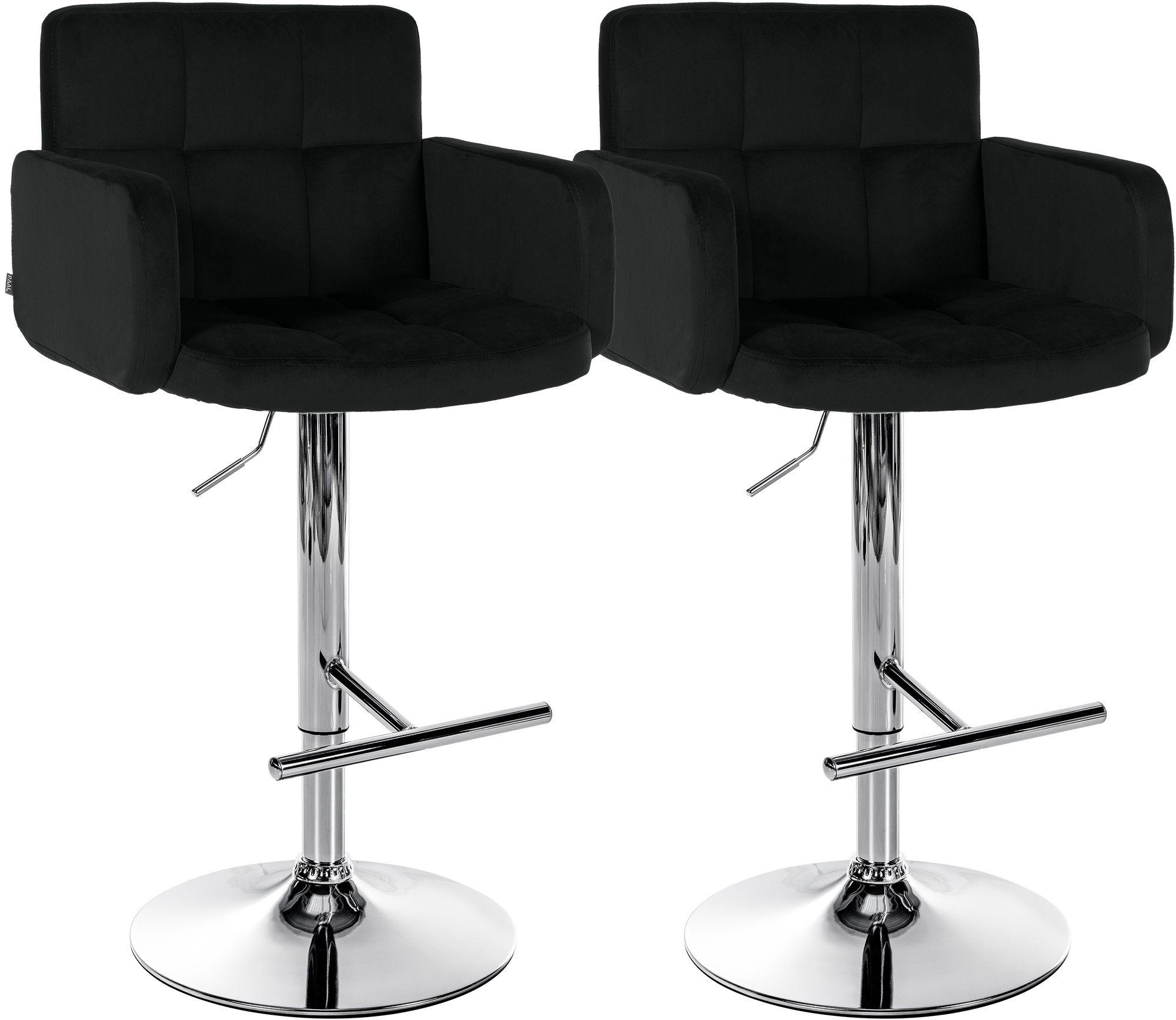 BARHOCKER 2 Samt Schwarz - Chromfarben/Schwarz, Textil/Metall (60/93/56cm) - CLP