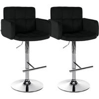 BARHOCKER 2 Samt Schwarz - Chromfarben/Schwarz, Textil/Metall (60/93/56cm) - CLP