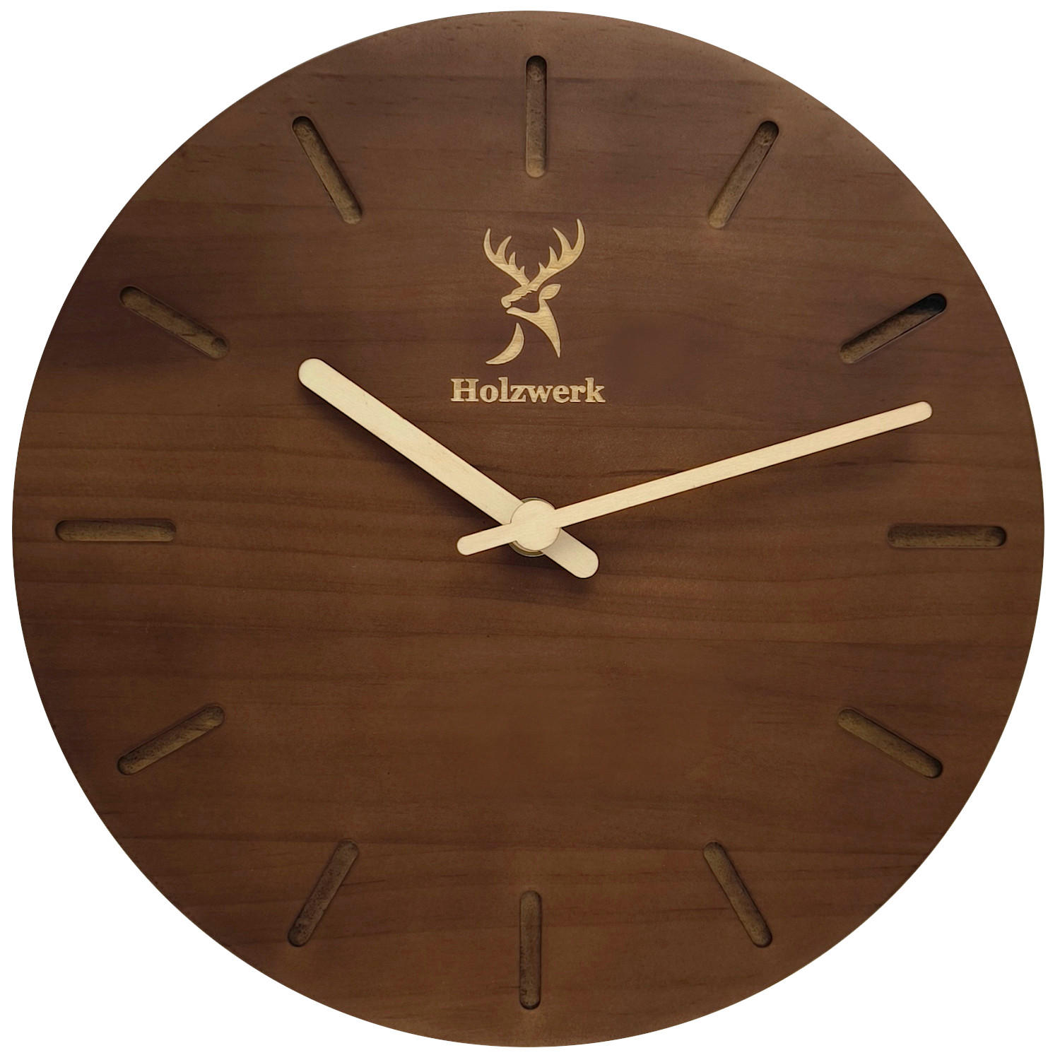 WANDUHR Holz Designer HEIDELBERG Loft Wand Uhr, braun - Beige/Braun, Holz (25/25/2.2cm) - Holzwerk
