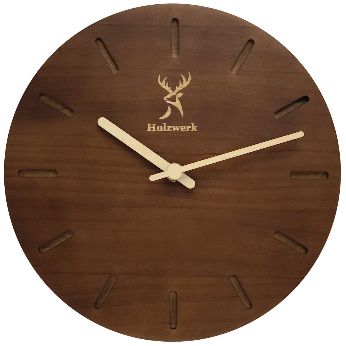 WANDUHR Holz Designer HEIDELBERG Loft Wand Uhr, braun - Beige/Braun, Holz (25/25/2.2cm) - Holzwerk
