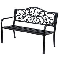 ZAHRADNÍ lavice 127/60/89 cm černá z oceli a litiny s područkami pro 3 osoby - černá, kov (60/89/127cm) - OKWISH