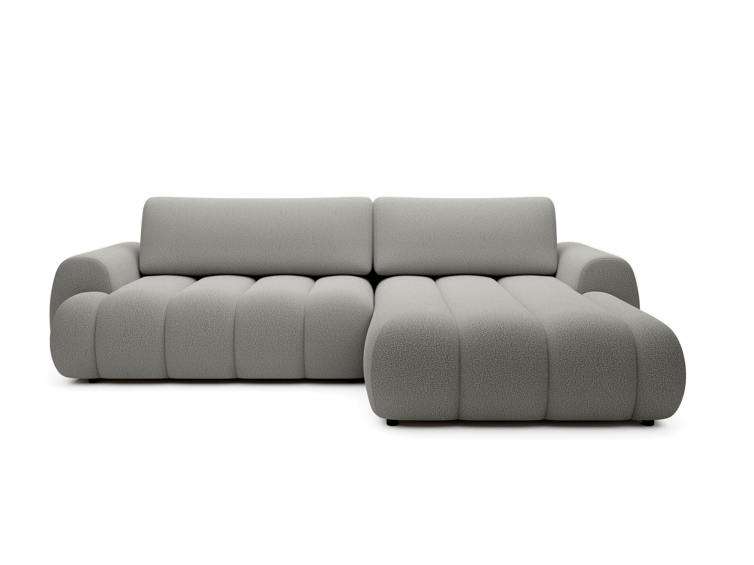 ECKSOFA SITO Grau Geflochtener Stoff mit Schlaffunktion - Grau, Holz (272/168cm) - MASSENO