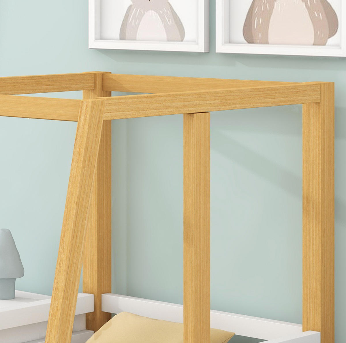 DETSKÁ posteľ 90/200 cm z borovice a MDF, biela a prírodná, v tvare auta - biela, drevo (90/200cm) - BEAOK