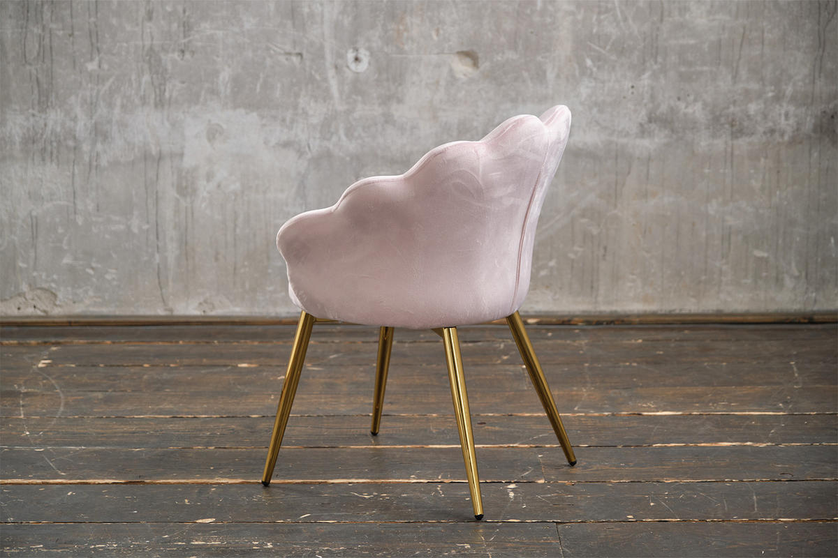 ESSZIMMERSTUHL CARLA Pink Velvet - Pink/Goldfarben, Textil (65/79/58cm) - KAWOLA