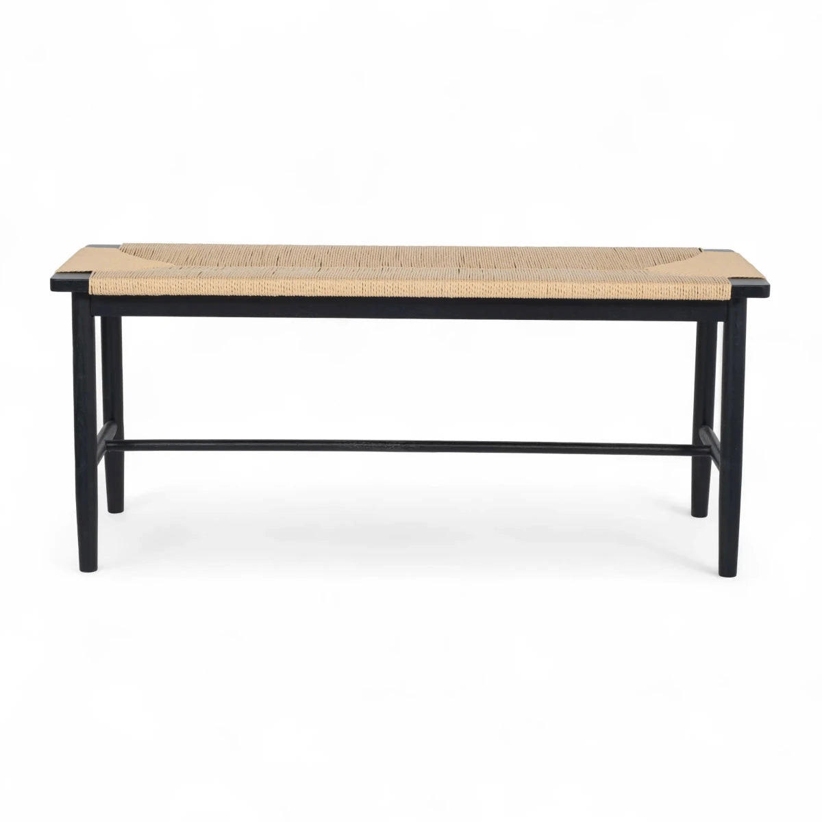 SITZBANK 110/35/47 cm Rattan / Eiche Schwarz - Beige/Schwarz, Holz/Papier (110/47/35cm) - Furnhouse