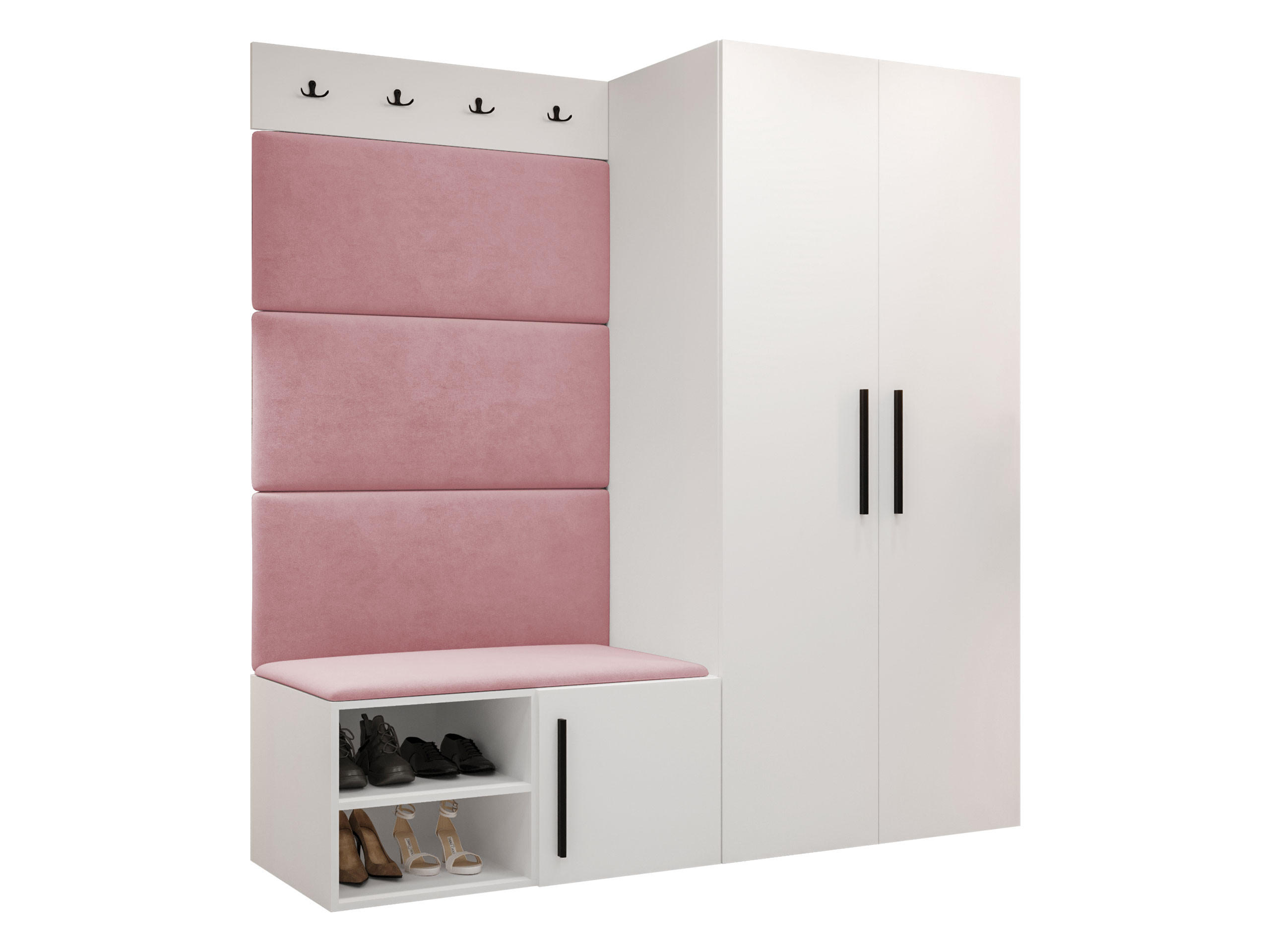 GARDEROBEN-SET Medi I - Hellrosa/Schwarz, Holzwerkstoff/Kunststoff (80/191/50cm) - MIRJAN24