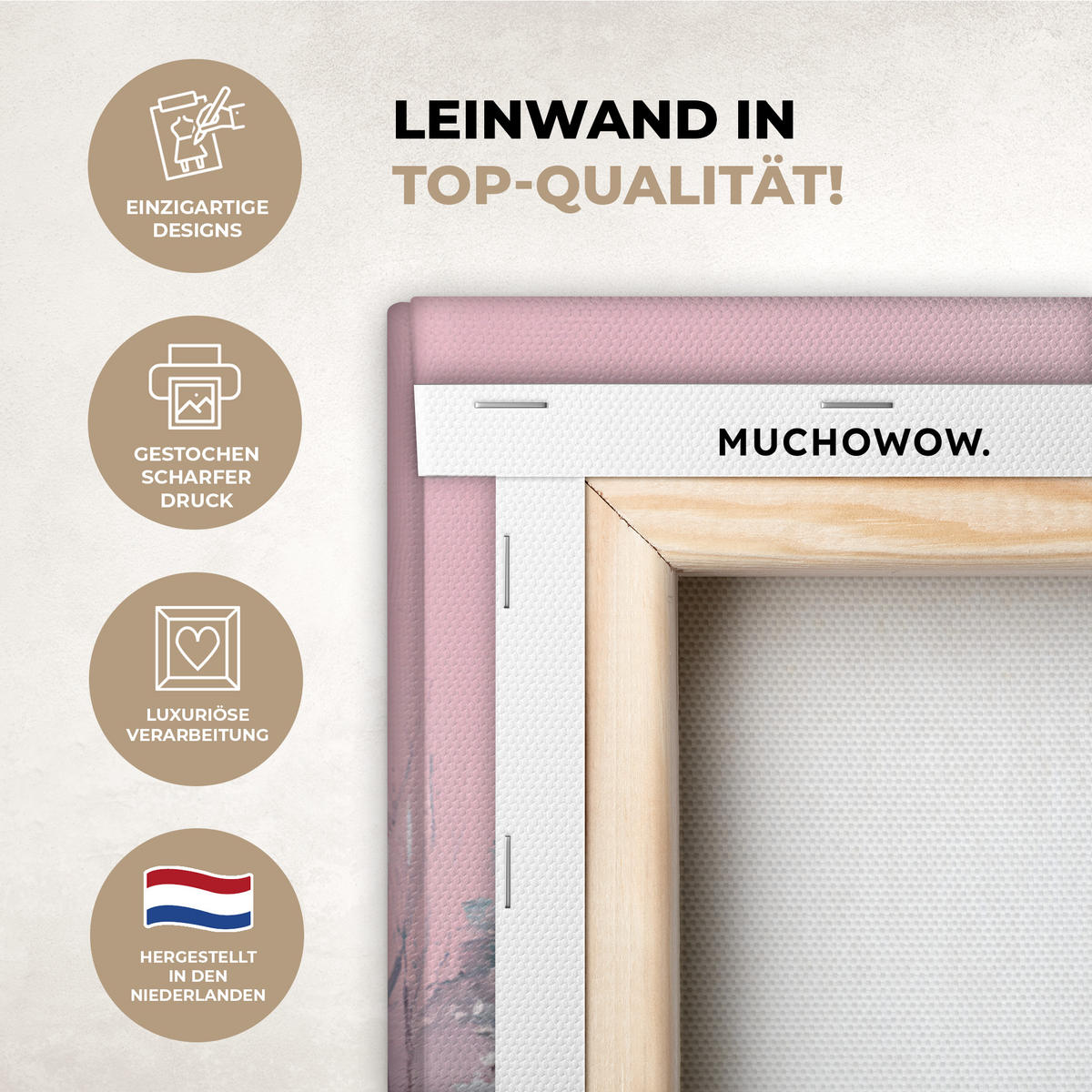 LEINWANDBILD Weihnachtsdorf - Rosa - Winter - Schnee - Häuser 60x80 cm - Altrosa, Textil (60/80cm) - MuchoWow