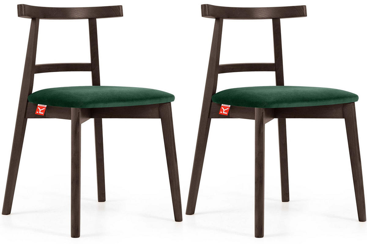 ESSTISCHSTÜHLE LILIO 2 St Vintage, Dunkelgrün / dunkelbraun - Dunkelgrün/Dunkelbraun, Holz/Textil (47/76/45cm) - KONSIMO®