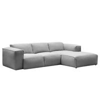 3-SITZER ECKSOFA mit Longchair - Hellgrau/Schwarz, Kunststoff/Textil (251/173cm) - home24