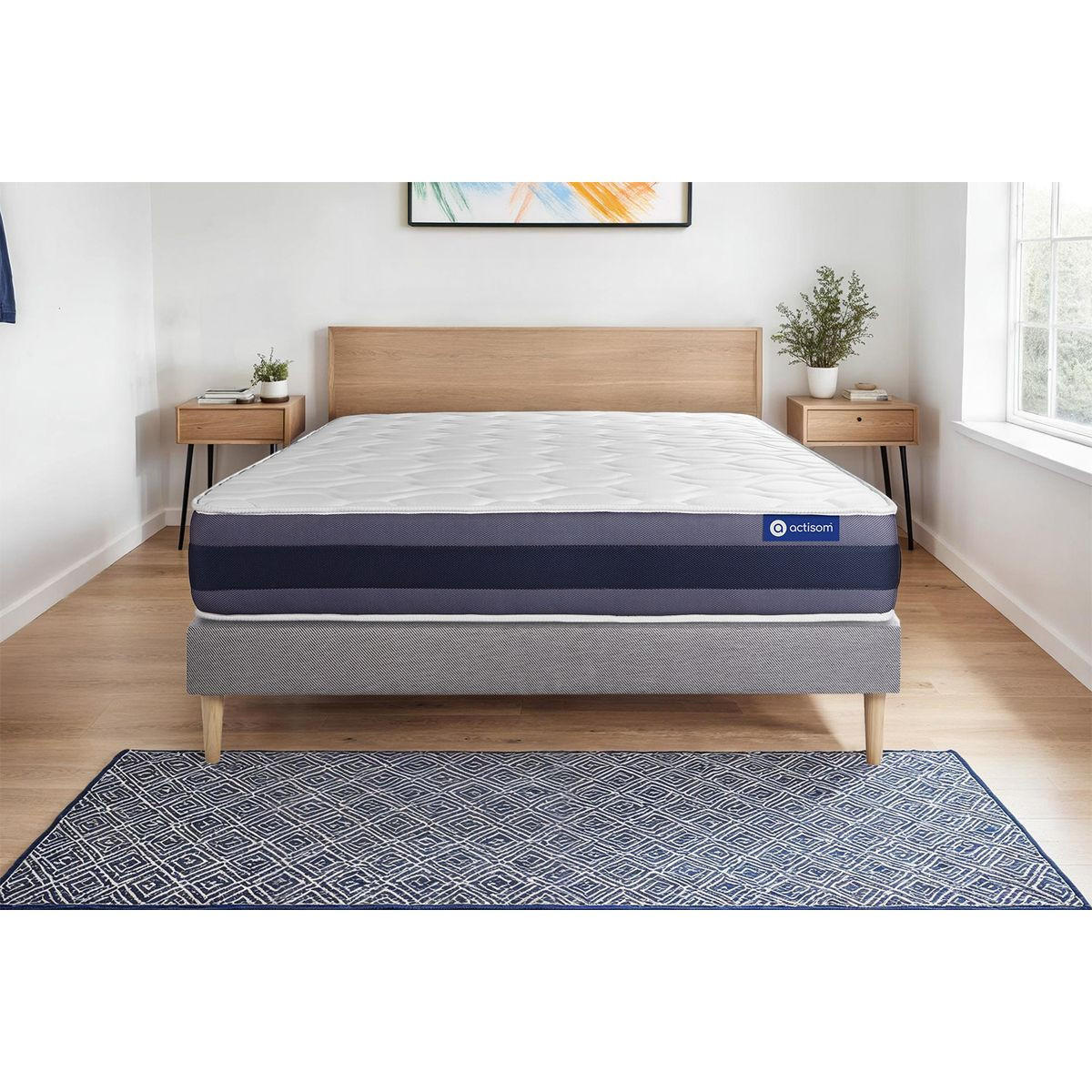 BETT Actimemo morpho Memory-Schaum 140 x 200 cm h1 - Kit Bettgestell Grau - Beige/Grau, Karton/Holz (140/200cm) - ACTISOM