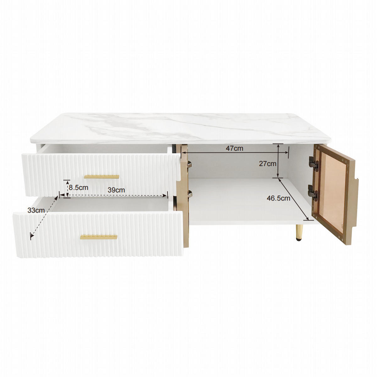 COUCHTISCH 100/50/40 cm in Weiß aus Spanplatte mit LED - Weiß, Holzwerkstoff (100/50/40cm) - OKMYHOME