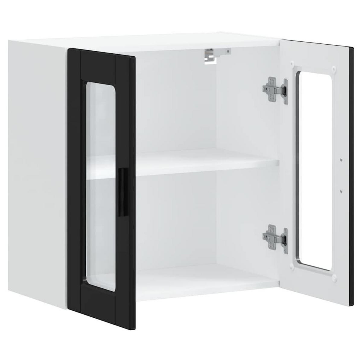 KÜCHEN-HÄNGESCHRANK Mit Glastür Schwarz - Schwarz, Holzwerkstoff (31/60/60cm) - vidaXL