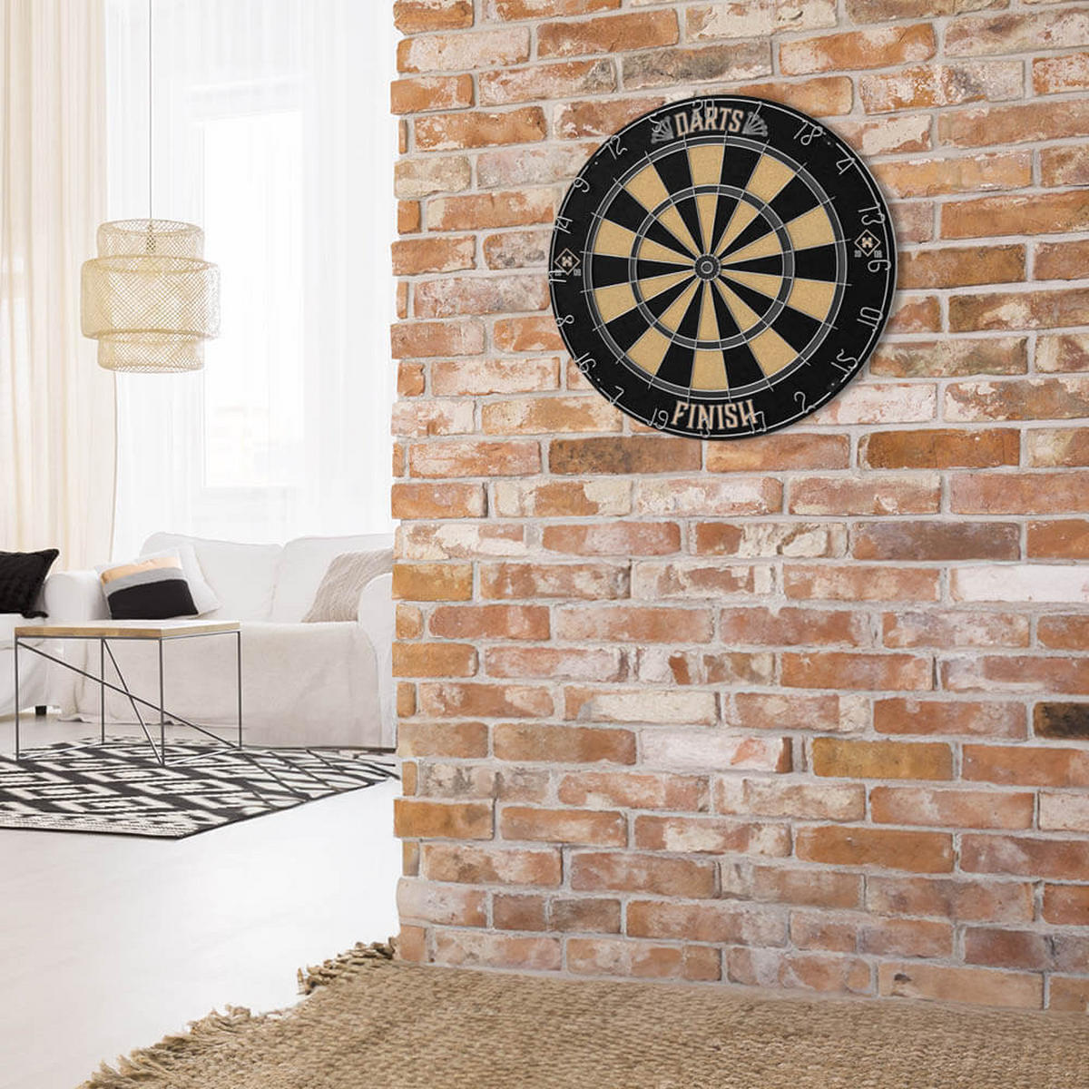 DARTSCHEIBE FINISH Modern - Schwarz - Schwarz, Textil/Metall (45.1/4cm) - Home Deluxe