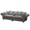 BIGSOFA - Antiklederlook - Dunkelgrau/Braun, Buchenholz/Textil (294/90/93cm) - home24