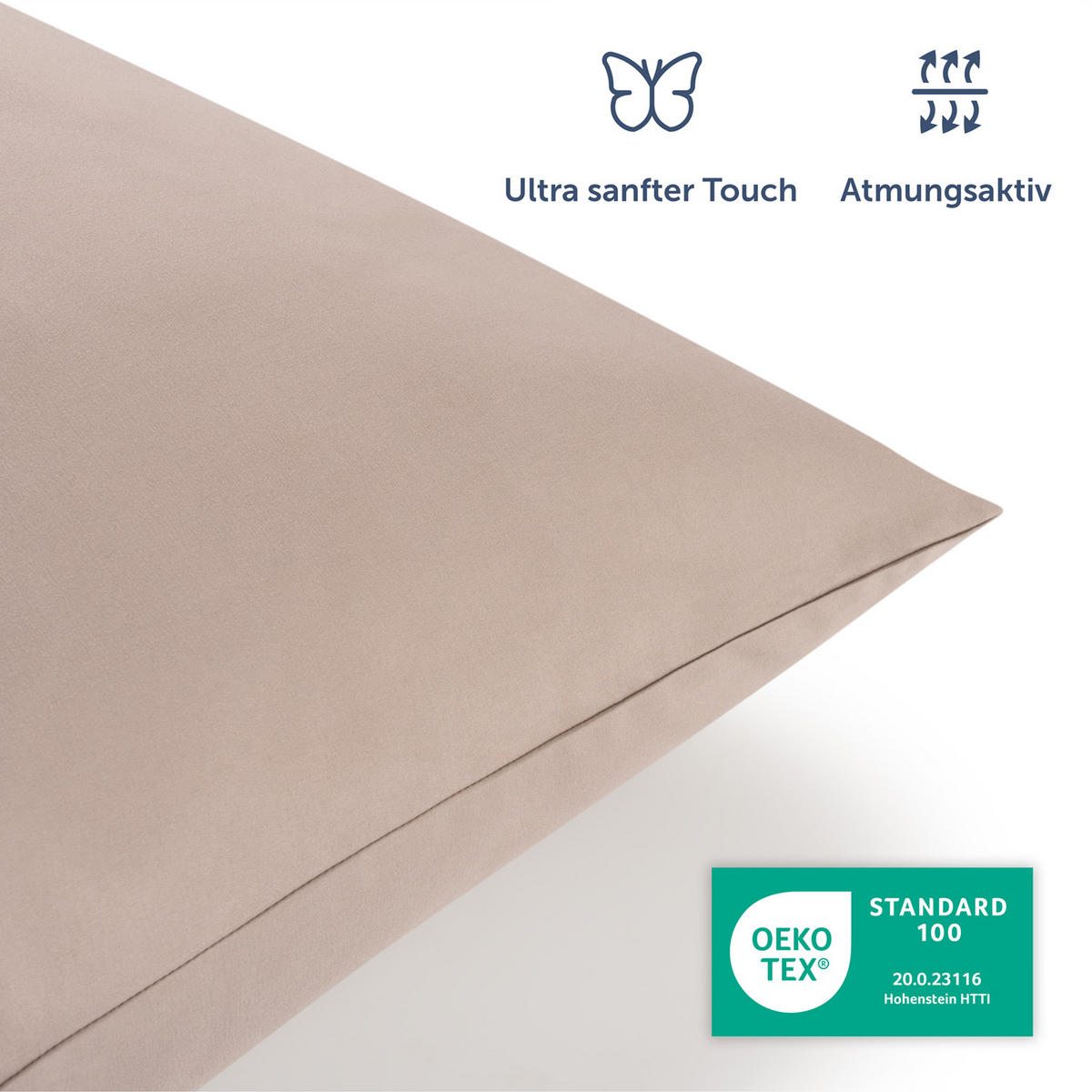 BETTWÄSCHE 3-teilig, 200/200 cm & 2x 40/80 cm, Taupe - Taupe, Textil (200/200cm) - Blumtal