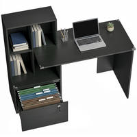 SCHREIBTISCH Schwarz mit abschließbarer Schublade und Regal 126/50/109 cm - Schwarz, Holzwerkstoff (50/126/109cm) - PANGIVO