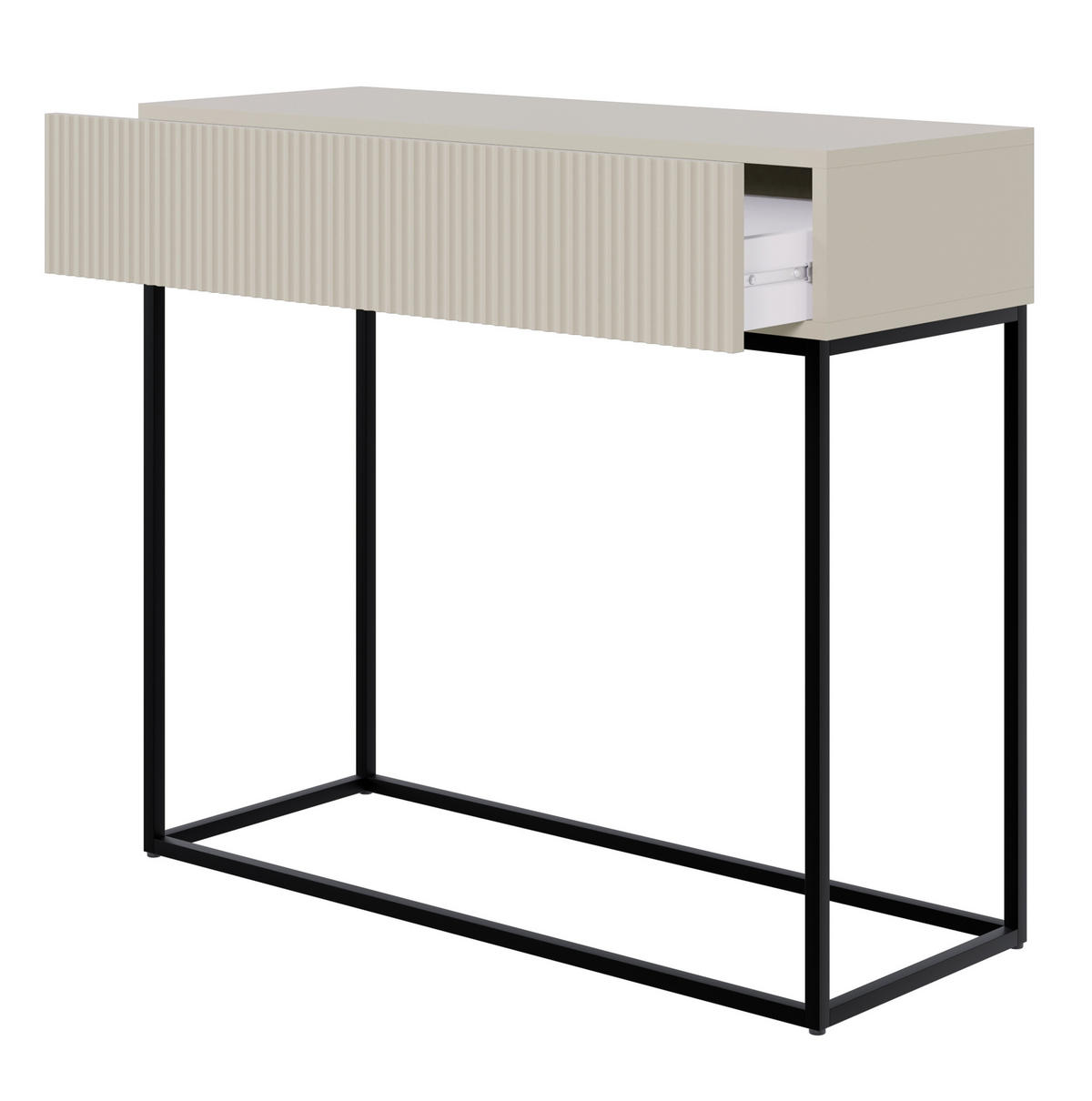 KONSOLENTISCH Veldio Graubeige mit schwarzen Beinen 90 cm - Greige/Schwarz, Holzwerkstoff/Metall (35.6/90/79cm) - Selsey