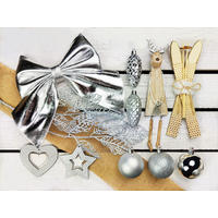 LAALU CHRISTBAUMKUGEL-SET 136 Stück in Luxusbox NORDWINTER für Weihnachtsbäume 240-270 cm - Silberfarben/Weiß, Holzwerkstoff/Kunststoff (55/50/75cm) - LAALU