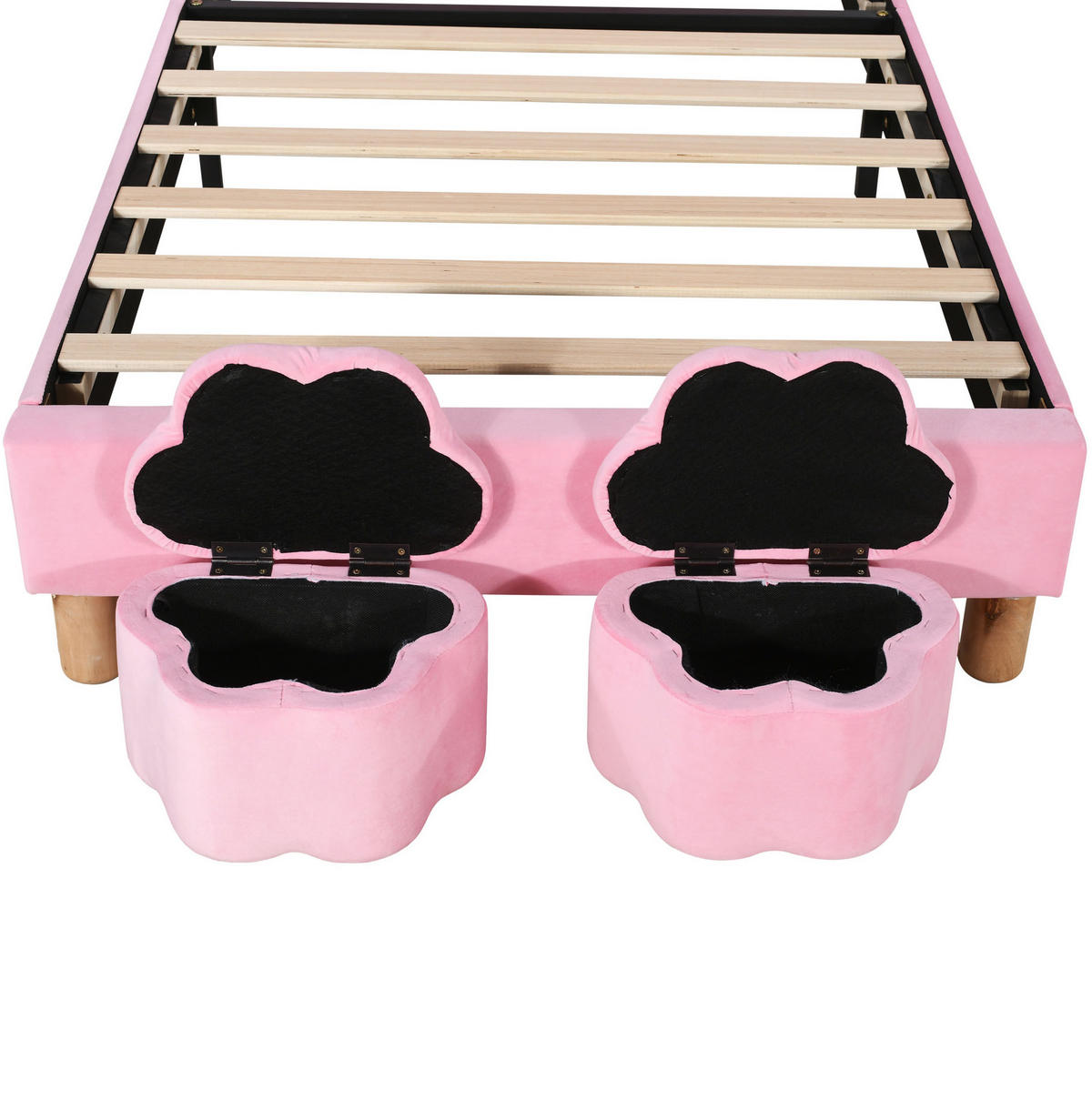 POLSTERBETT mit Stauraum und LED 90x200 cm Samt Pink - Pink, Holzwerkstoff (90/200cm) - Beauniv