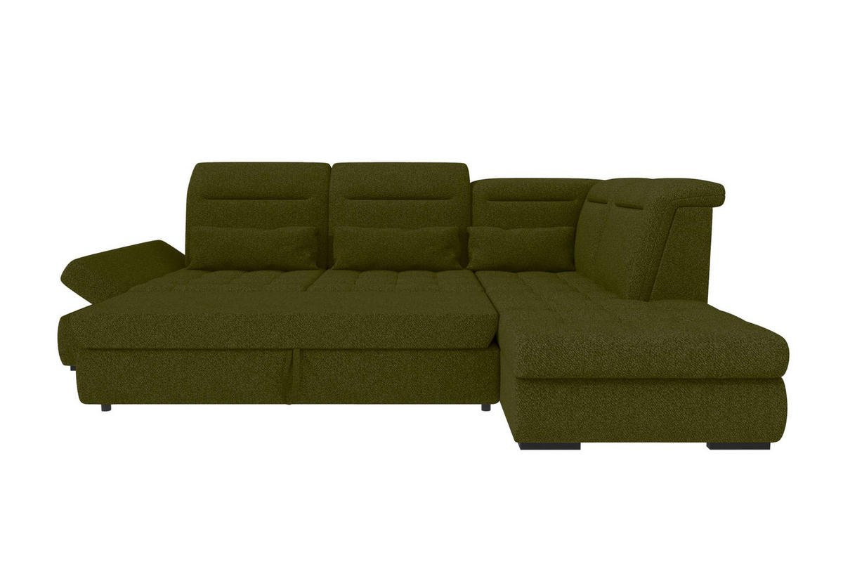 ECKSOFA Toscana Strukturstoff inkl. Schlaffunktion - Grün, Textil (279/227cm) - 99rooms