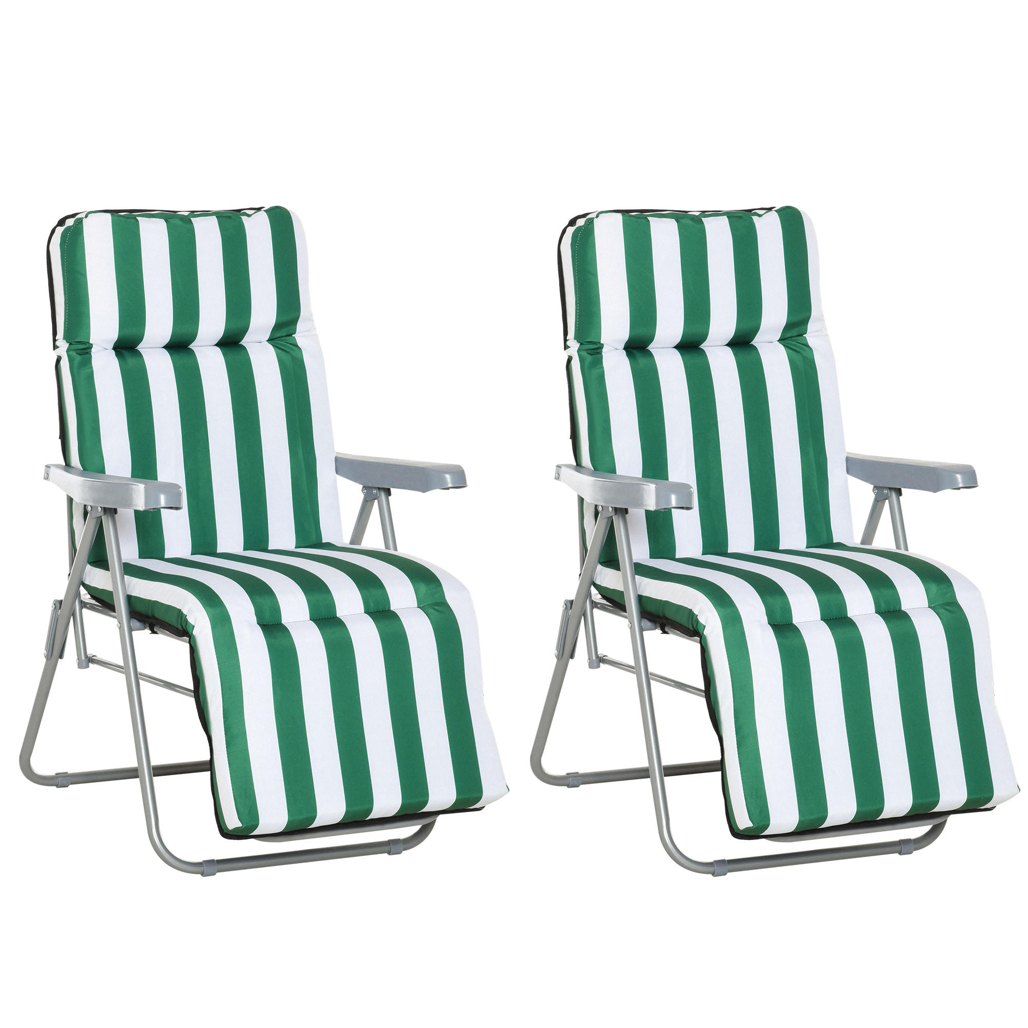 Outsunny LEHÁTKO, 5 poloh, ocel, polyester, pěna, zelená