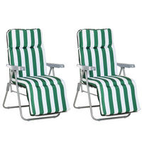 LEHÁTKO, 5 poloh, ocel, polyester, pěna, zelená - zelená barva, plast (75/102/60cm) - Outsunny