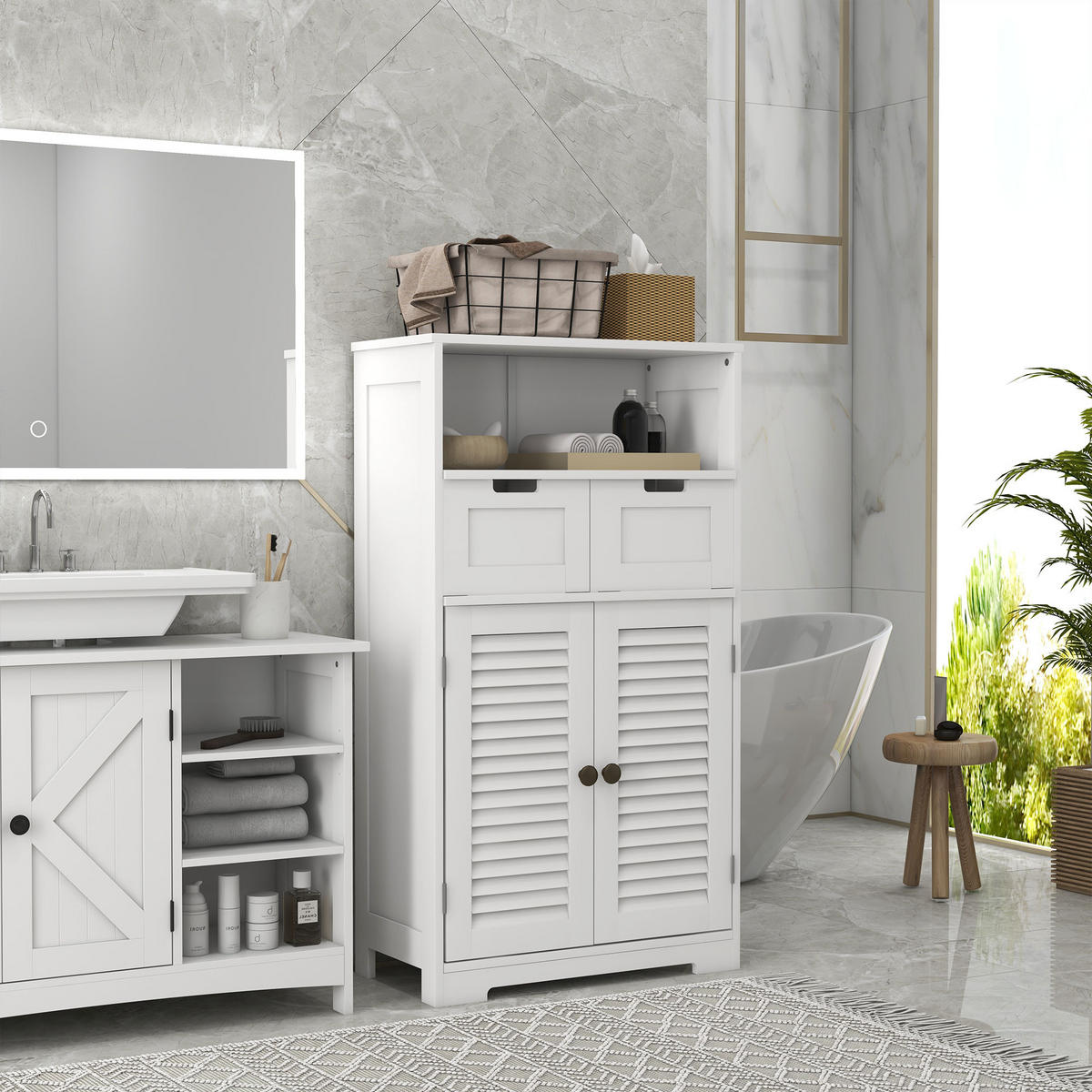 MIDISCHRANK DE-12410 61/30,5/110 cm Weiß - Weiß, Holzwerkstoff (30.5/109.5/61cm) - ComfortXL