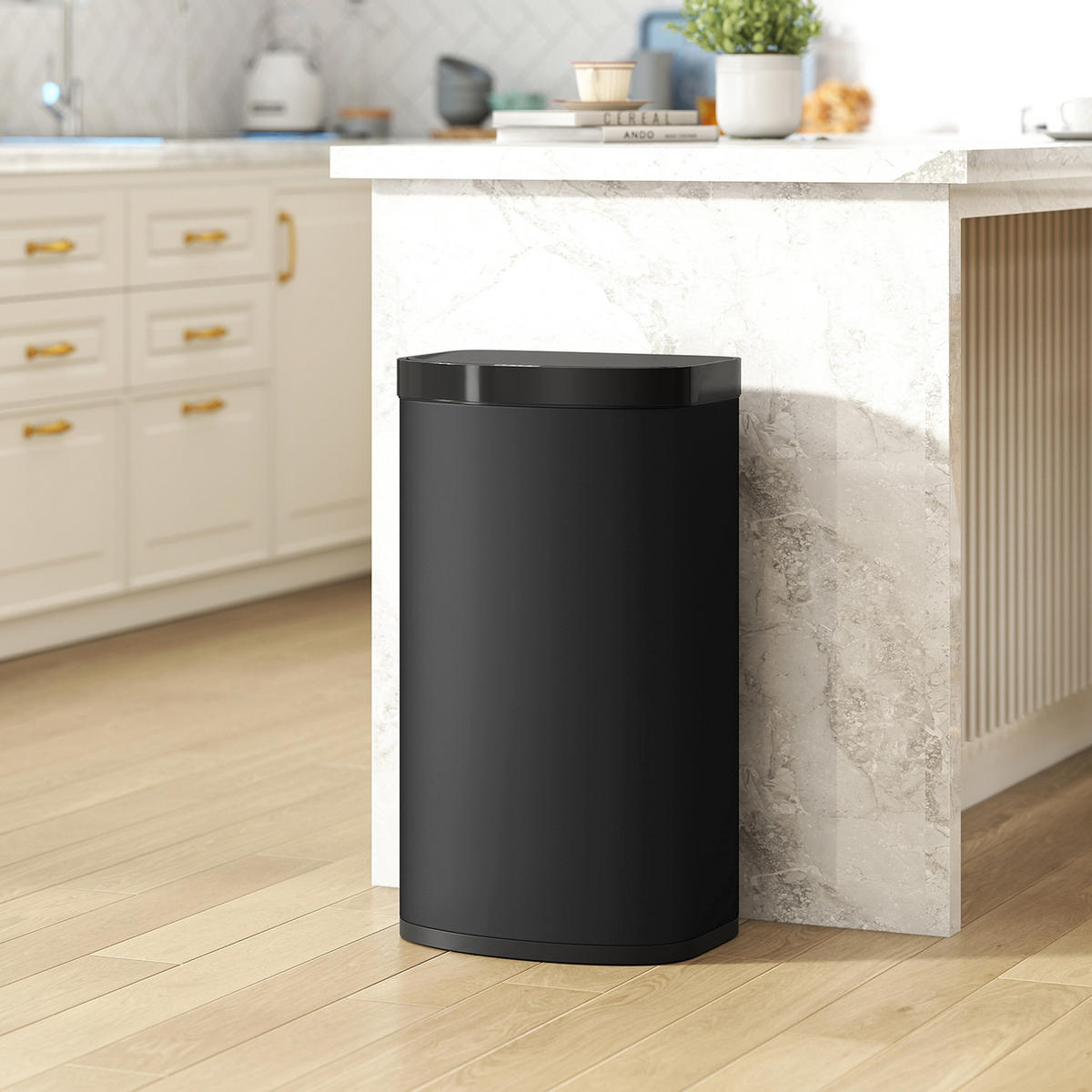 SENSOR-MÜLLEIMER Edelstahl Kunststoff Schwarz - Schwarz, Metall (28.5/69/38cm) - HOMCOM