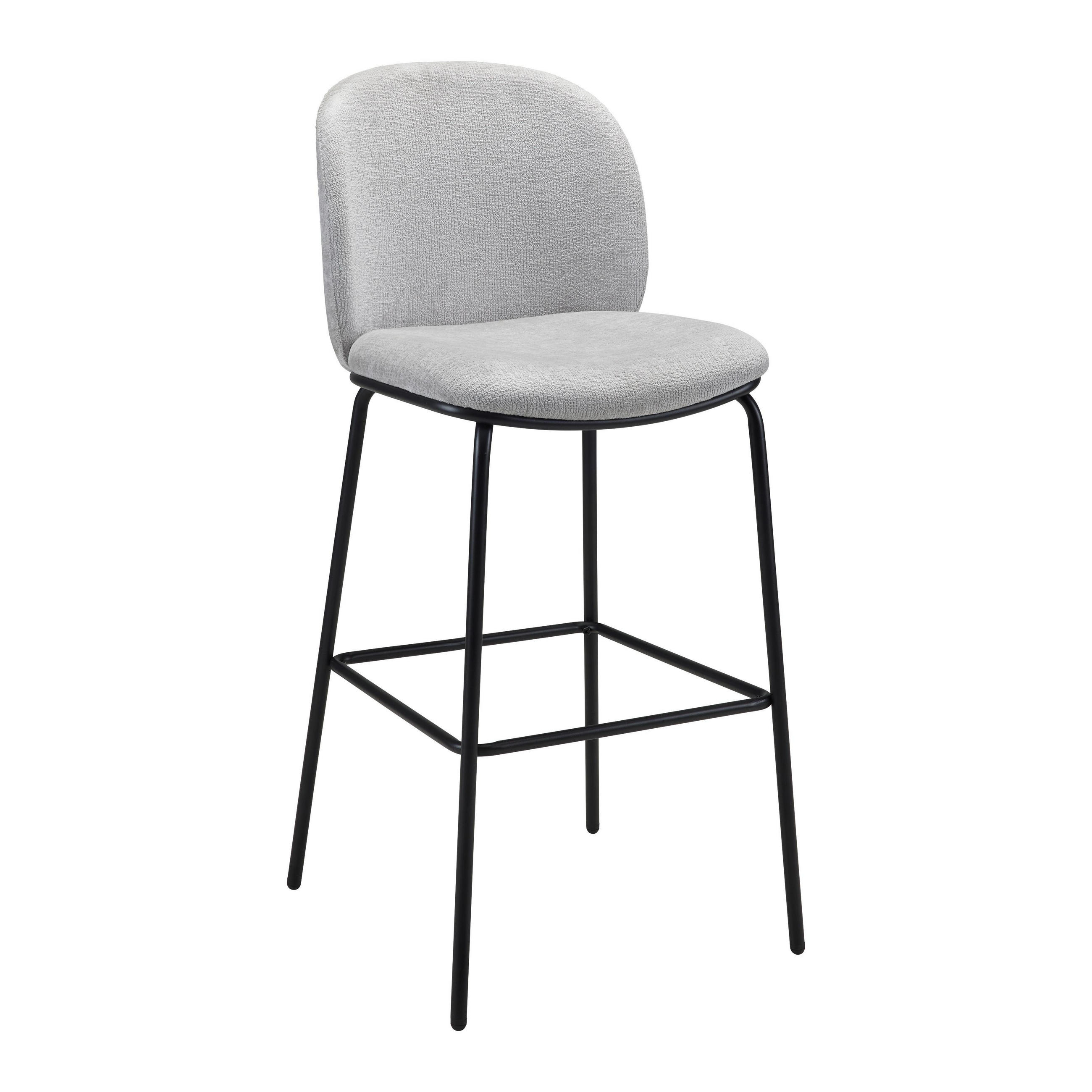 BARHOCKER Malea Hellgrau Chenille Gepolstert - Hellgrau, Holz (1/1/46cm) - Bessagi Home