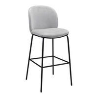 BARHOCKER Malea Hellgrau Chenille Gepolstert - Hellgrau, Holz (1/1/46cm) - Bessagi Home