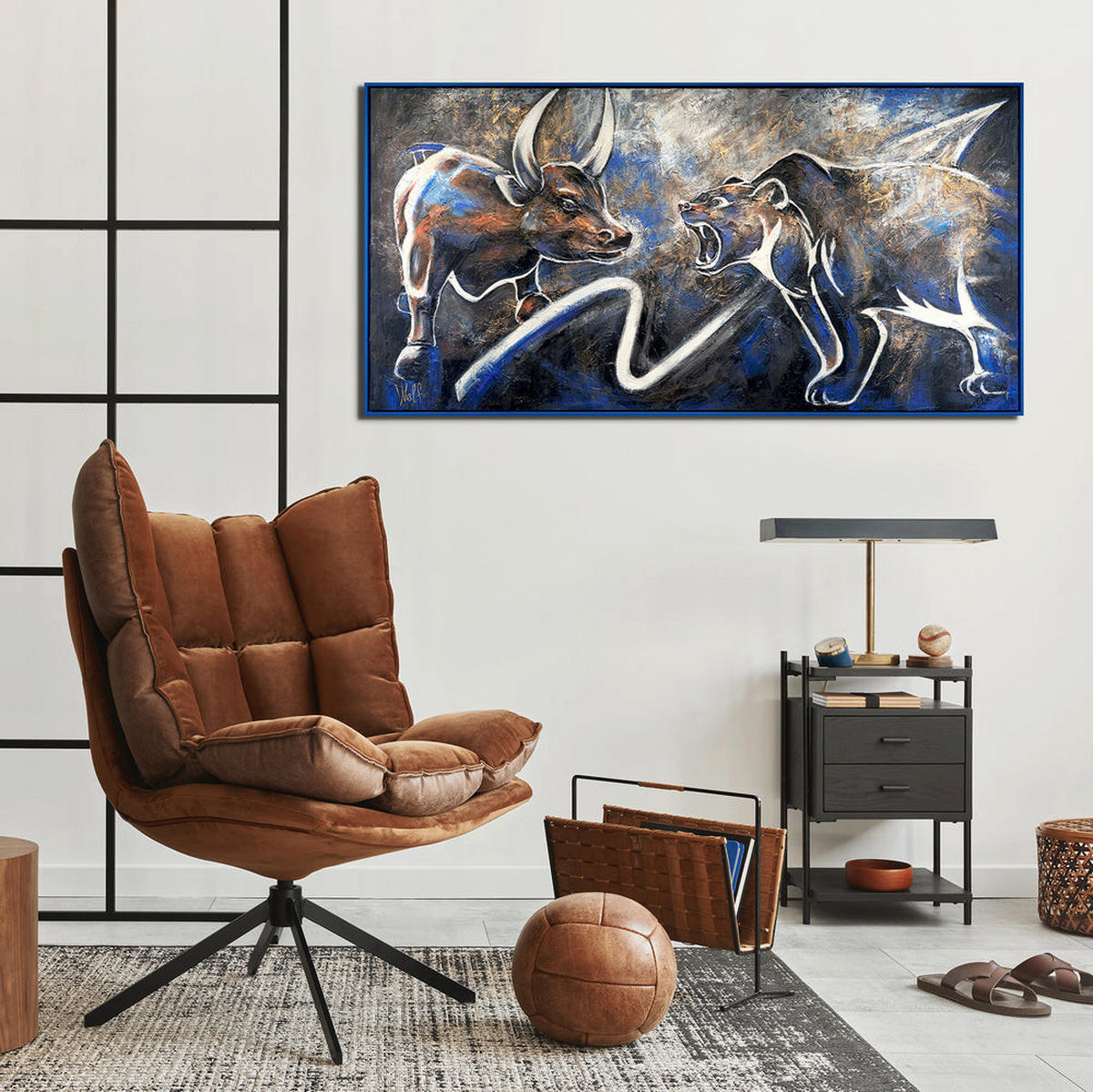 GEMÄLDE Börse Schattenfugenrahmen Schwarz 160x80 cm - Schwarz, Holz (160/80cm) - YS-art gallery