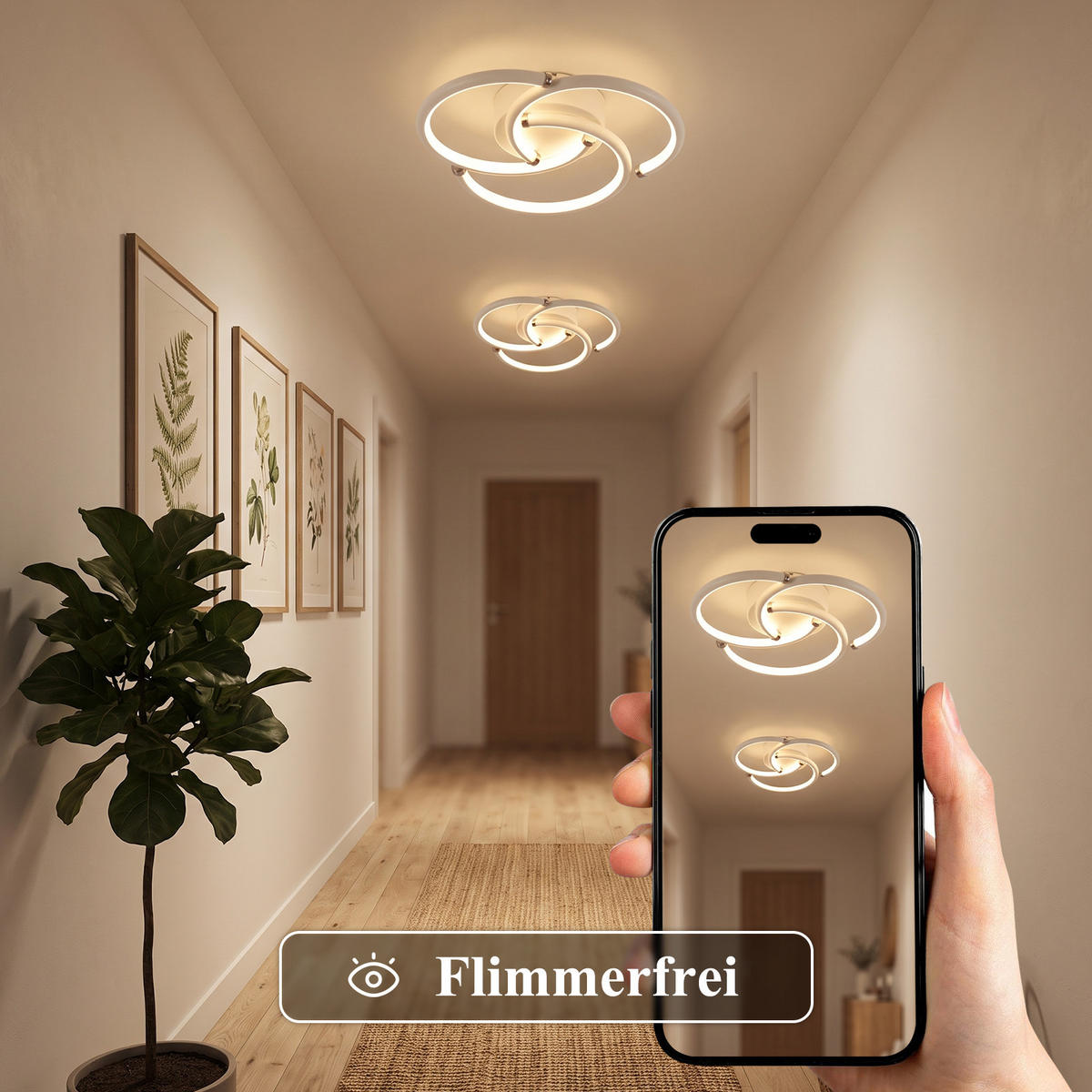 LED DECKENLEUCHTE Yvith 24/23.5/5.2 cm - Weiß, Kunststoff/Metall (24/23.5/5.2cm) - ZMH