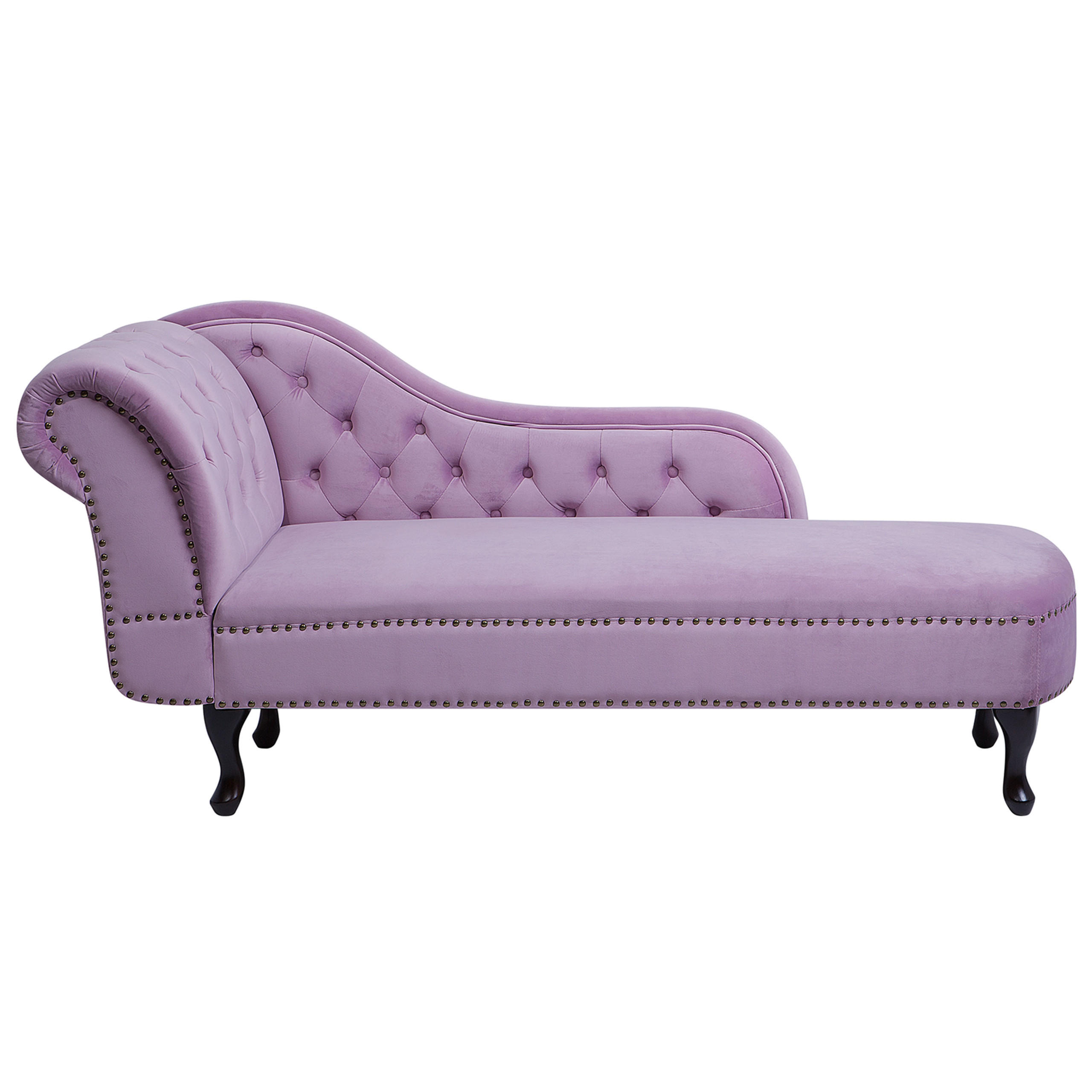 CHAISELONGUE Samtstoff violett linksseitig Nimes - Violett/Schwarz, Textil (170/79/61cm) - Beliani