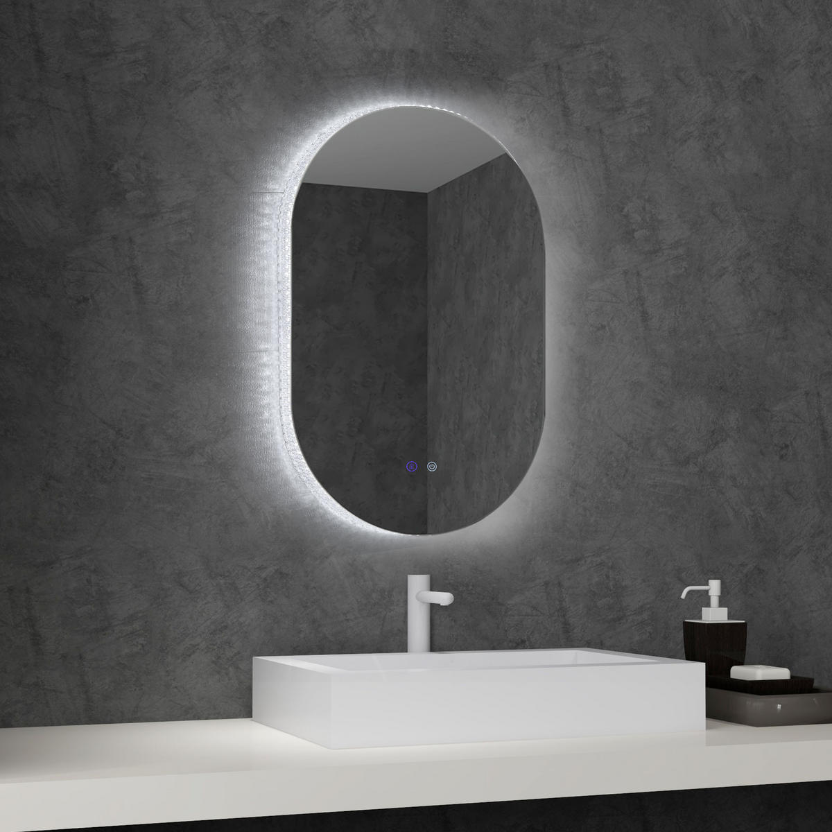 SPIEGELSCHRANK Antibeschlag-LED-Spiegelschrank mit einstellbarer Helligkeit, 81 x 51 x 4,5 cm - Transparent, Glas (81/51/4.5cm) - Vallsero