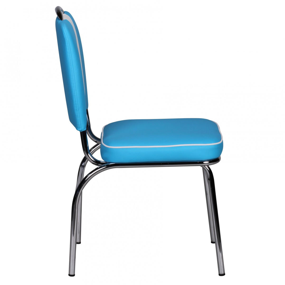 ESSZIMMERSTUHL Kunstleder mit Metallgestell Retro 50er Jahre gepolstert, Blau 47x45x90 cm - Blau/Silberfarben, Kunststoff/Textil (47/90/45cm) - KADIMA DESIGN
