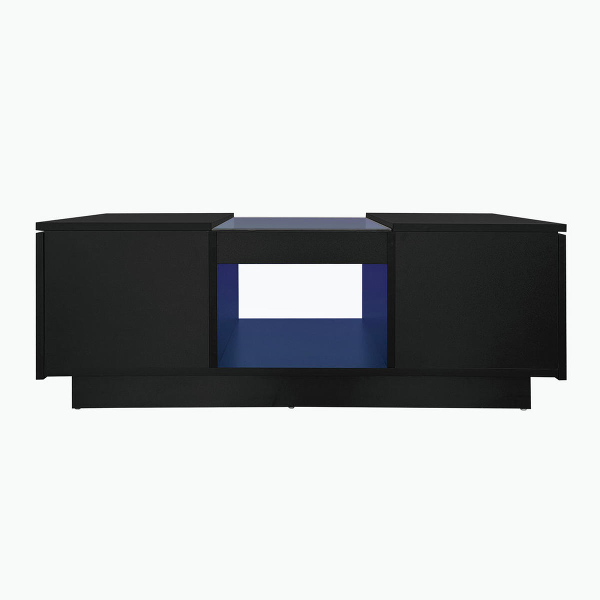 COUCHTISCH 100x50cm Schwarz LED App Glas 2 Schubladen 1 Fach Modern - Schwarz, Holz (106/60.5/17cm) - FLIEKS