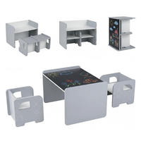 KINDERTISCH mit Stuhl grau(3-tlg) - Grau, Holzwerkstoff (62.5/40/48cm) - COSTWAY