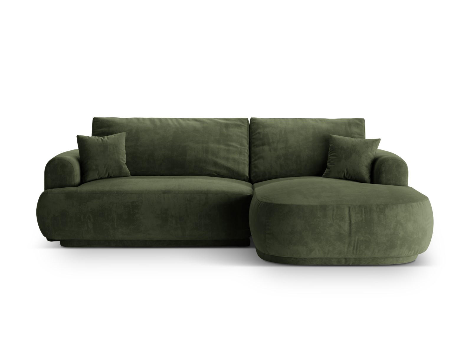SCHLAFSOFA modular mit Bettkasten rechts Ella aus Samt grün 5 Sitzplätze - Grün, Textil (174/271cm) - Micadoni