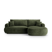 SCHLAFSOFA modular mit Bettkasten rechts Ella aus Samt grün 5 Sitzplätze - Grün, Textil (174/271cm) - Micadoni