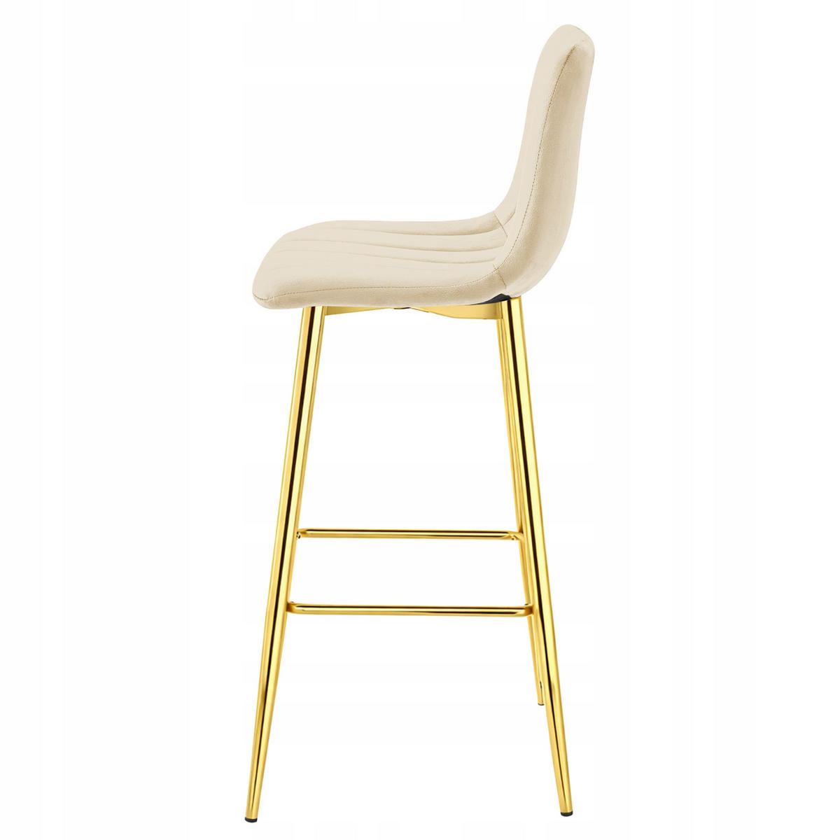 BARHOCKER Beige 43x49 cm POZZA Welur Sitzfläche - Beige, Metall (43/56/49cm)