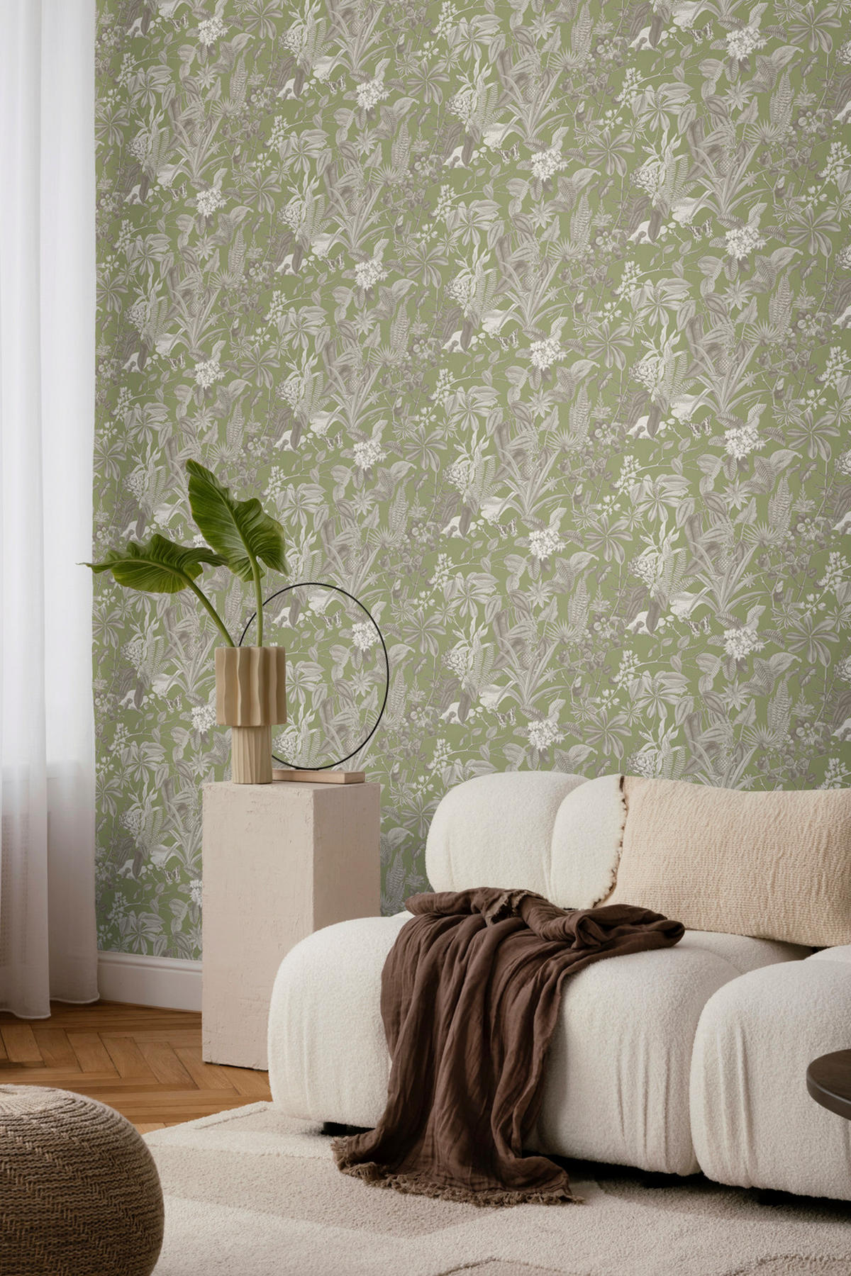 TAPETE tropische Blätter und Blüten 53 cm x 10 m - Grün, Papier (53/1000cm) - Sanders & Sanders