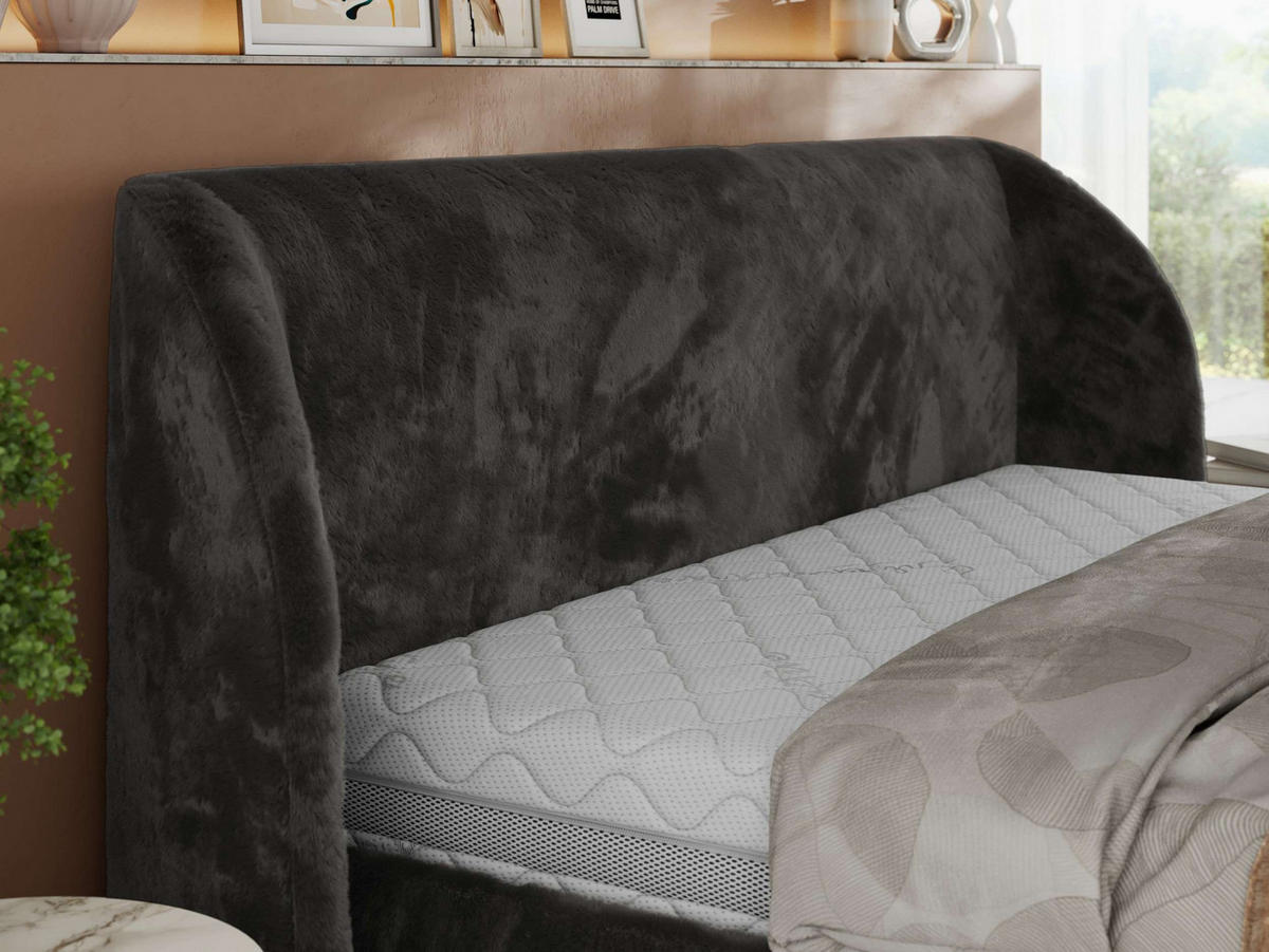 POLSTERBETT CAELA CLASSIC 180/200 - Dunkelgrau Plüsch - Pocket-Matratze - Dunkelgrau, Textil (180/200cm) - MKS